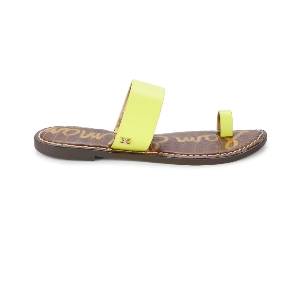 Sam Edelman Gorgene Sandals Neon Yellow Green Leather
